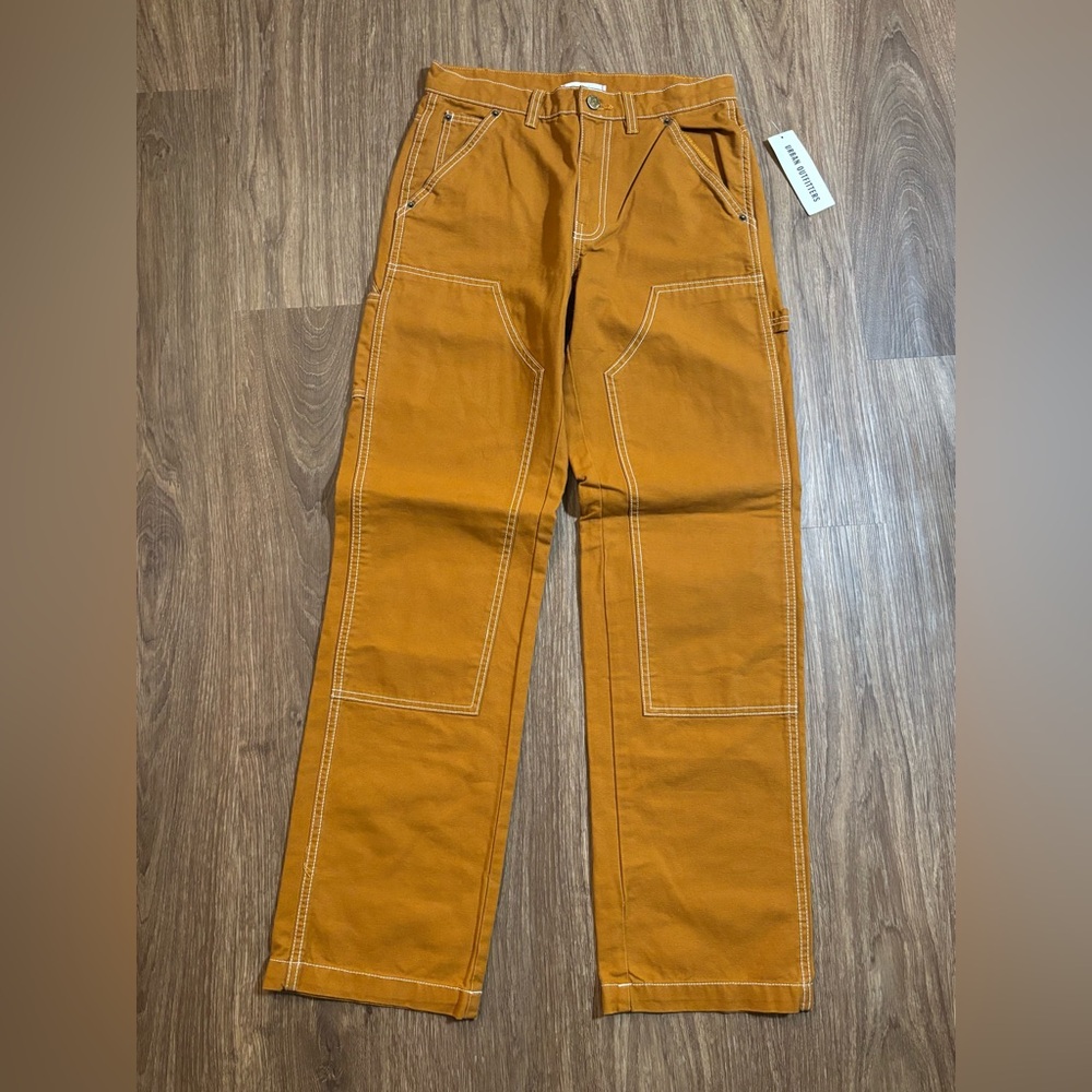BDG Wide Leg Carpenter Pants in Mustard Orange